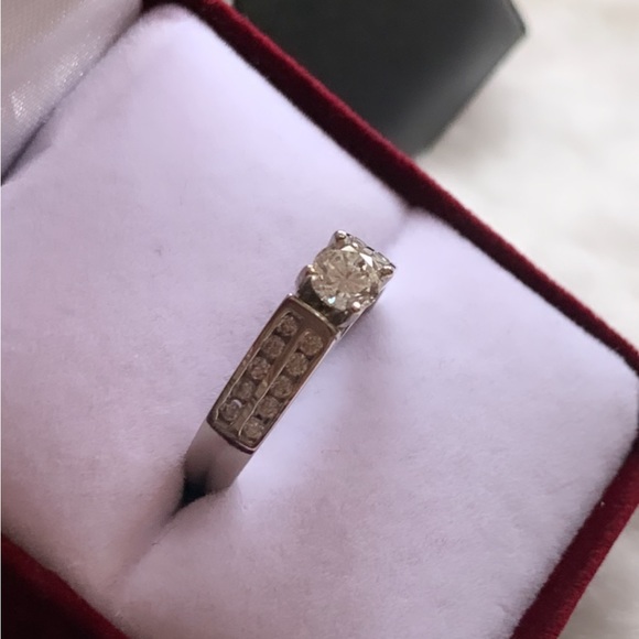 Genuine 14K White Gold Diamond Engagement Ring - Picture 4 of 5